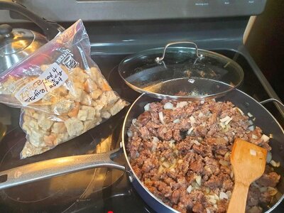 Thanksgiving stuffing in pictures, 2024, Italian sausage and onions.jpg